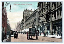 Glasgow Scotland Postcard Near Buchanan Street Horse Carriage c1910 Antique picture