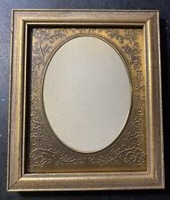 Antique Solid Wood Frame With Metal Oval mat and metal Back 6”x5”. picture