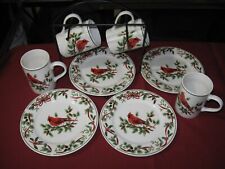 American Atelier Cardinal 5199 Stoneware Plate and Mug 9pc Set w/ Hanger picture