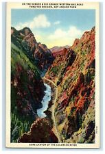 c1930s Gore Canyon of the Colorado River, Train Locomotive Unposted Postcard picture
