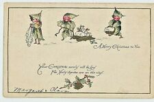 Vintage Christmas Postcard Holly Sprites c.1910 P1 BN3 Fairman, Honey Brook picture