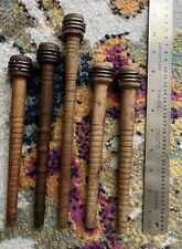 5 Vintage Industrial Style Wooden Bobbins, Spools, Spindles picture