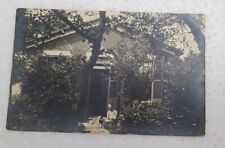 Antique RPPC Real Photo Postcard Man & Dog On The Stoop Of their House Handwriti picture