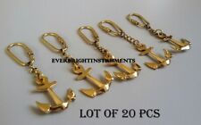 Nautical Vintage Lot Of 20 Pcs Solid Brass Finish Anchor Key Chain Collectible picture