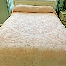 Vintage BATES PEACH HOBNAIL CHENILLE BEDSPREAD Full Size 108X93 With Fringe READ picture