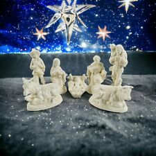 Nativity Atlantic Mold White Glazed Ceramic 7pc Christmas Jesus Mary Joseph Wise picture