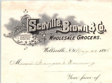 Scoville & Brown Wellsville NY 1896 Billhead Wholesale Grocers picture
