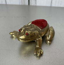 Vintage Jameco Metals Frog Pin Cushion, Red & Gold Novelty 3.5in X 3.5in picture