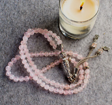 REAL Pink Quartz Stone Islamic Prayer 99 beads Tasbih Misbaha Rosary Tasbeeh 6mm picture