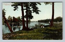Grand Rapids MI, Grand River Fun Scenic View Rowboats, Michigan Vintage Postcard picture
