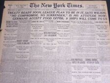 1919 MARCH 16 NEW YORK TIMES - TREATY READY SOON SAYS WILSON - NT 6653 picture