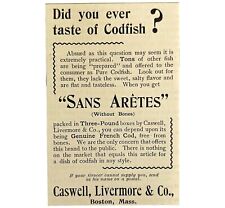 San Aretes Cod Fish 1894 Advertisement Victorian Caswell Livermore 2 ADBN1oo picture