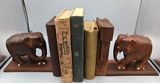 Antique Handmade Hard Wood ELEPHANT BOOKENDS With Hidden Compartment picture