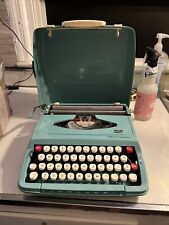 Vintage Smith-Corona Cougar Aqua Blue Green Typewriter w/ Case Portable England picture