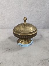 Vintage Solid Brass Indian Made Etched Antique Lidded Bowl Dish picture