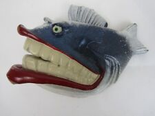 VTG Mike Quinn Fish W/ Attitude Clay Art Big Teeth Wall Hanging 2004 Signed picture