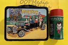 1965 THE MUNSTERS THERMOS Metal Lunch Box & Bottle SET (Kayro-Vue) RARE RED CAP picture