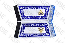 HAND EMBROIDER MASONIC PAST MASTER CUFFS ROYAL BLUE VELVET-HSE picture