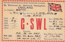 Vintage QSL Radio  Postcard GSWL  NOTTINGHAM, ENGLAND Jan 10 1939 UNPOSTED picture