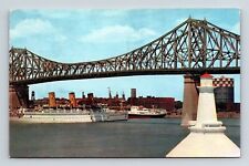 Montreal PQ Canada Jacques Cartier Bridge Scenic Chrome Cancel WOB Postcard picture