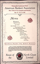 1926 North Coast Limited American Bakers Assoc Railway Train Tour Dinner Menu picture