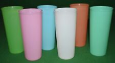 TUPPERWARE Set of 6 Vintage # 107 Tall Stackable PASTEL TUMBLERS  16 oz USED picture