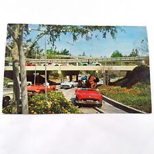 Disneyland -Mickey & Donald- Autopia Tomorrowland Super Freeways Postcard c1971 picture