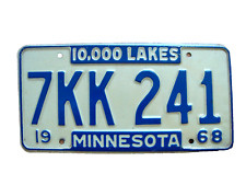 1968 Minnesota 10,000 Lakes License Plate very good original condition 7KK 241 picture
