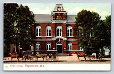 Hagerstown Maryland MD Front Of Court House View ANTIQUE Postcard Horse & Buggy picture