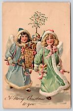PFB Christmas~Angel Girls Lime & Blue Robes Carry Toys & Tree on Poles~No 7882 picture