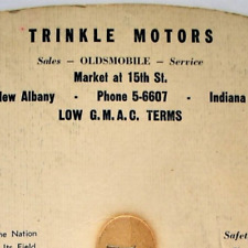 1930s Trinkle Motors Oldsmobile Low GMAC Terms New Albany Indiana Hand Fan picture