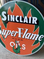 Vintage Style Sinclair Super Flame Oils Dino Gasoline Metal Heavy Quality Sign picture