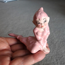 Vintage 1950s Gilner MCM Pink Elf Pixie Girl Ceramic Figurine 3