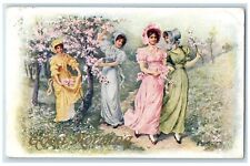 1910 Pretty Woman Dress With Hat Flowers Winterport Maine ME Antique Postcard picture