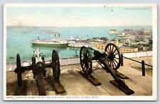 Michigan Mackinac Island Looking Down From Old Fort Vintage Postcard POSTED picture