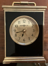 Howard Miller Black Lacquer & Brass Quartz Table Top Clock With Working Alarm picture