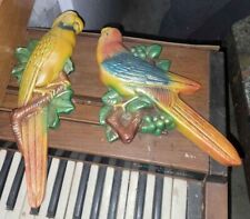 Vintage Beautiful colored Parrot Birds 1967 Plaster Cast Wall Hanging picture
