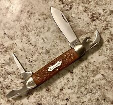 Vintage Camillus New York USA 4 Blade Camp Knife Delrin Handles picture