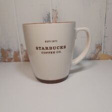 Starbucks 2006 White Abbey Large Coffee Tea Mug Cup Brown Trim  Est 1971 - 18 oz picture