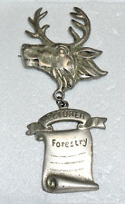 1800s *AOF Ancient Order of Foresters *LECTURER Silverplate Sash ELK HEAD MEDAL picture