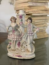 Vintage German Porcelain Table Lamp Base Only Colonial Couple Model 16448 picture