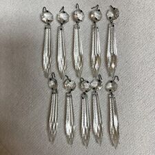 VTG 10 Lot Crystal clear glass prism Icicle Chandelier 3” & Octagon bead 3.75” picture