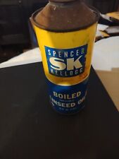 VINTAGE SPENCER KELLOGG SK BOILED LINSEED OIL 16 OZ CAN 1 PINT tin Full Can. picture