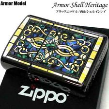 Zippo Armor Case Shell Heritage Black Nickel 2 Sided Processing Lighter Japan picture