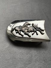 JUSTIN Nickel Silver Rodeo Bull Bronco Western Buckle Cowboy picture
