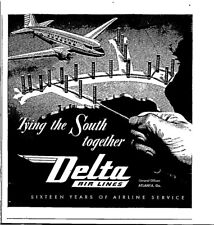 VINTAGE 1944 DELTA AIRLINES PRINT AD picture