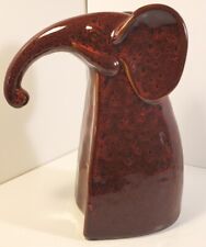 Pier 1 One Elephant Red Glazed Mama Mottled Ceramic Decorative Book End picture