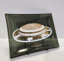 Vintage Astrodome Houston Texas, Smoked Glass Souvenir Plate With Stand picture