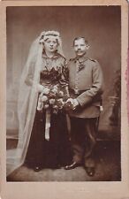 Orig WWI Cabinet Photo GERMAN 21st (4th POMERANIAN) INFANTRY & BRIDE WIFE 105 picture