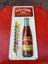 Original Vtg Royal Crown RC Cola Tin Thermometer Sign Embossed Bottle Nice Rare picture